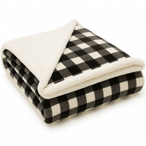 Plaid Sherpa Fleece Blankets – Ultra Soft, Warm, and Reversible Checkered Throws for Couch & Bed