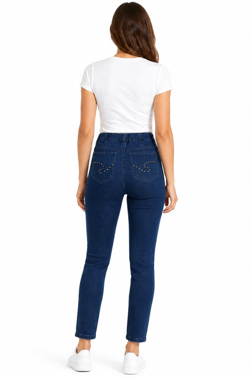 8 Pack Girls Dark Blue Slim Fit Jeans - From £1.87 Per Unit