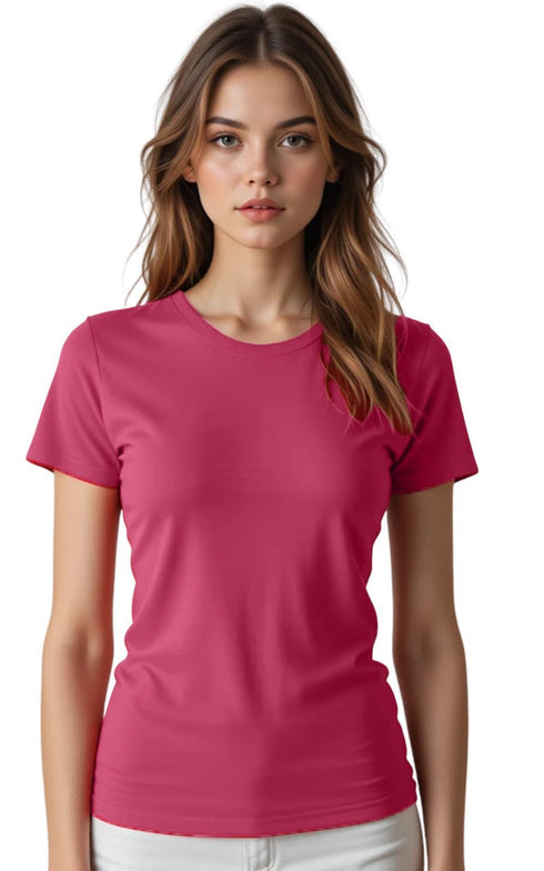 5 Pack Womens Plain Crew Neck T-Shirts