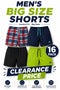 16 Pack Men’s Big Size Shorts Clearance - From £1.87 Per Unit