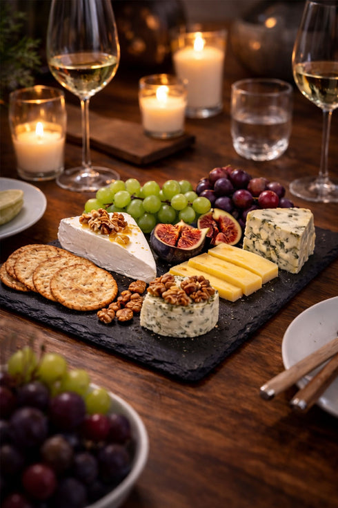 Natural Slate Cheese Board Serving Platter for Cheese, Charcuterie & Kitchen Display - 2/4 Pack