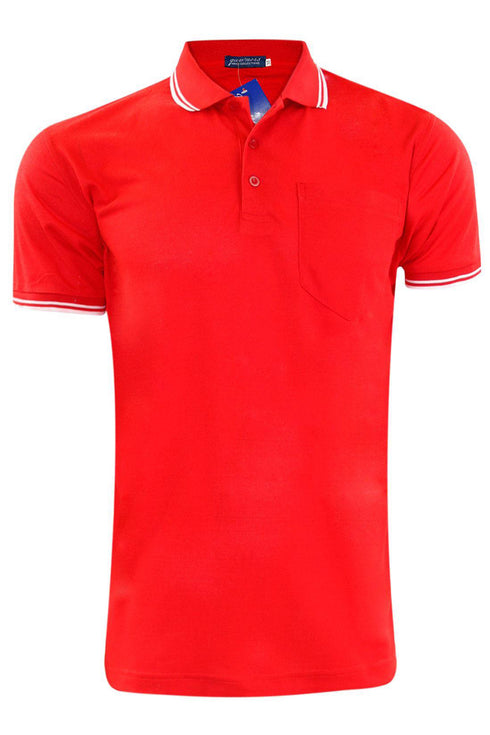4 Pack Mens Double Tip Collared Pocket Polo