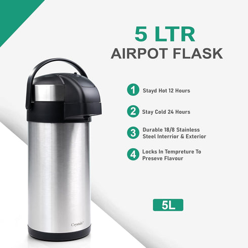 Stainless Steel Airpot Flask – Hot Drink Dispenser 2L & 5L