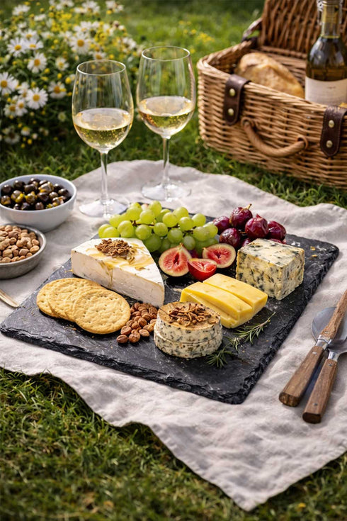Natural Slate Cheese Board Serving Platter for Cheese, Charcuterie & Kitchen Display - 2/4 Pack