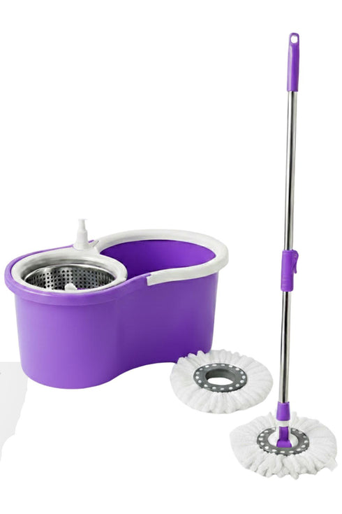 360° Spin Mop with Bucket & 2 Mop Heads | Self-Wringing Floor Cleaning Set