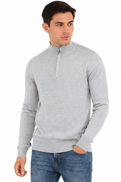 Mens Quarter Zip Funnel Neck Jumper