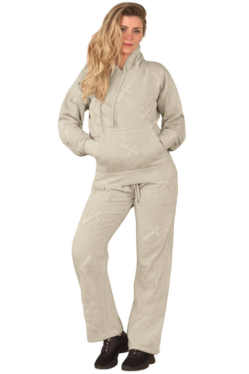 Women’s Cross Appliqué Tracksuit Set | Oversized Hoodie & Joggers