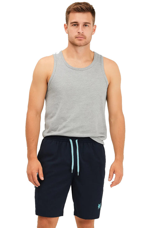 Men’s Polyester Summer Shorts – Breathable, Pockets, Elastic Waist