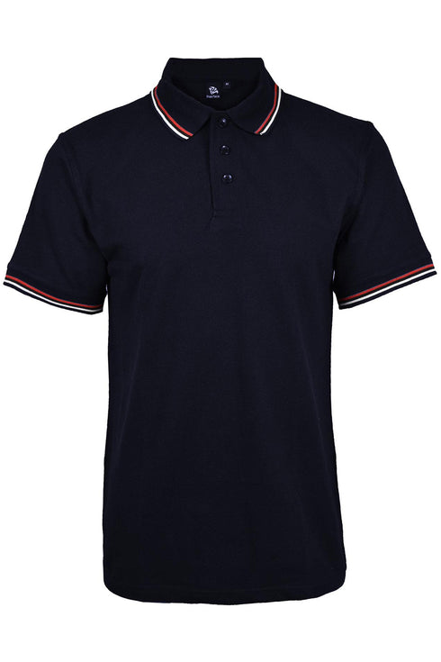 4 Pack Mens Tipping Plain Pique Shirt - Set 1