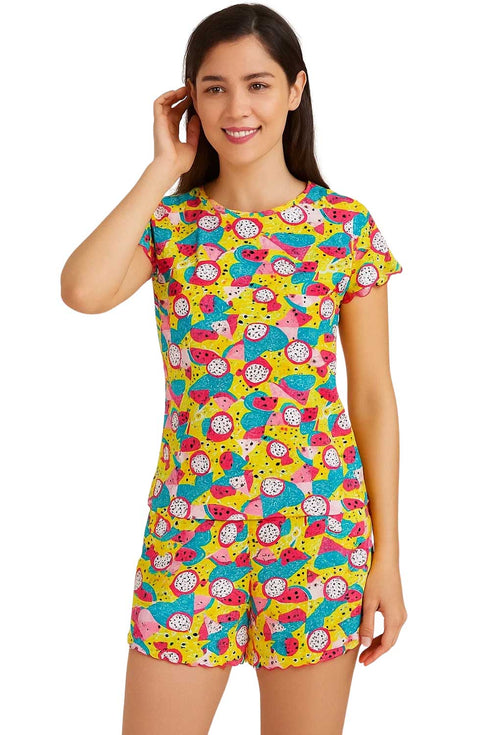 Ladies Fruit Print Pyjama Short Set