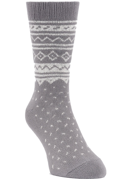 Men’s Winter Thermal Socks – Warm Fleece Lined Knitted Grip Socks with Stylish Nordic Pattern