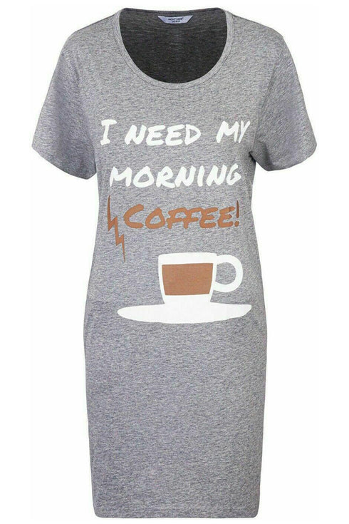 2 Pack Womens Short Sleeve Printed Night Shirts