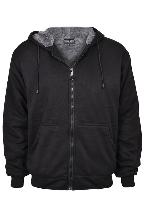 Mens Thick Warm Fleece Fur Lined Hoodie