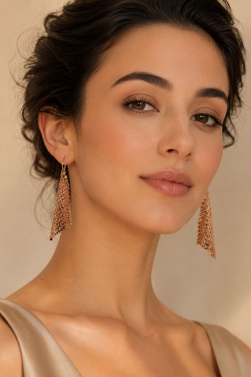 Gold Diamond-Shaped Artificial Earrings with Gift Box