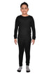 Kids Black Long Sleeve Thermal Underwear Set