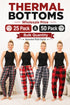 Women’s Plaid Thermal Pajama Bottoms – 25 or 50 Pack