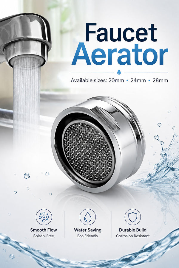 Chrome Tap Aerator | Faucet Aerator – Smooth Flow Replacement Nozzle, 20mm, 24mm & 28mm