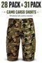 Men’s Camo Cargo Shorts Wholesale Bulk Reseller Lot - 28/31 Pack