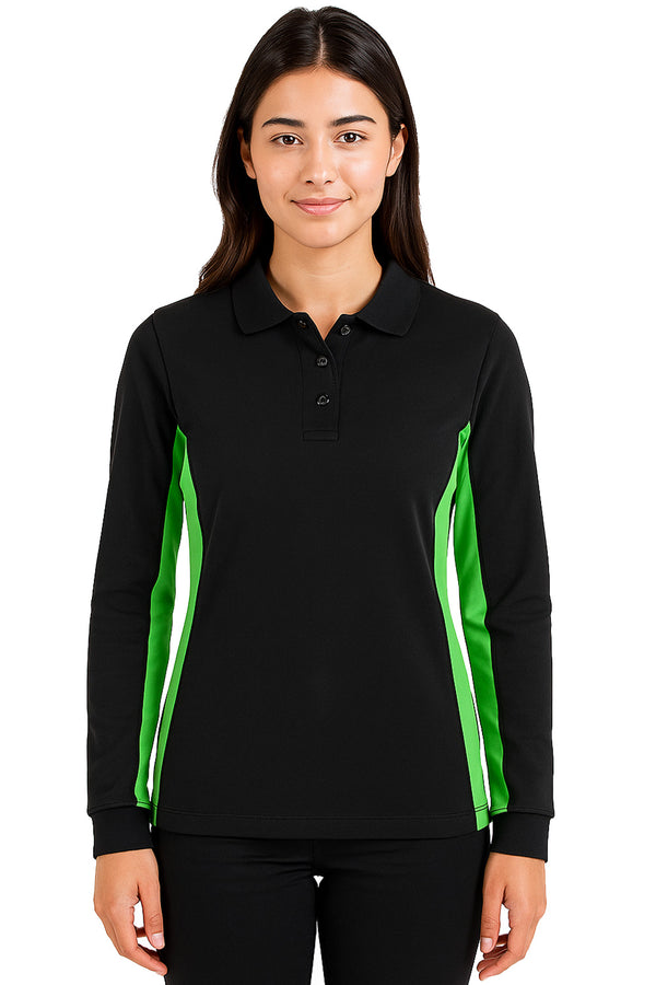Women's Bi-Color Polo Collar Sweatshirt
