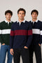 Men’s Long Sleeve Single Striped Rugby Polo Shirt