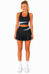 Women’s Pleated Tennis Skirt Set with Racer-back Crop Top