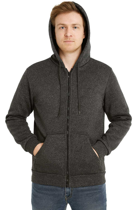Men’s Fleece Lined Hoodie with Inner Pocket – Warm Winter Zip Up Sweatshirt Jacket