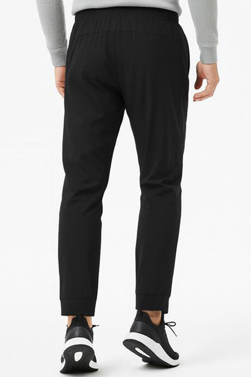 Men's Black Slim Fit Nylon Tracksuit Pants with Zipper Pockets