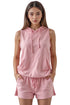Womens Sleeveless Hoodie Short Set