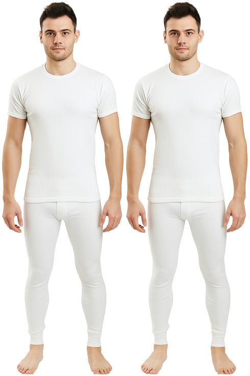 2 Pack Men's Short Sleeve Long Johns Thermal Set