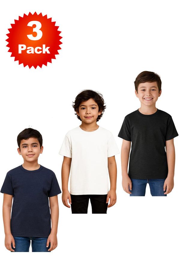 3 Pack Kids Crew Neck T-shirts