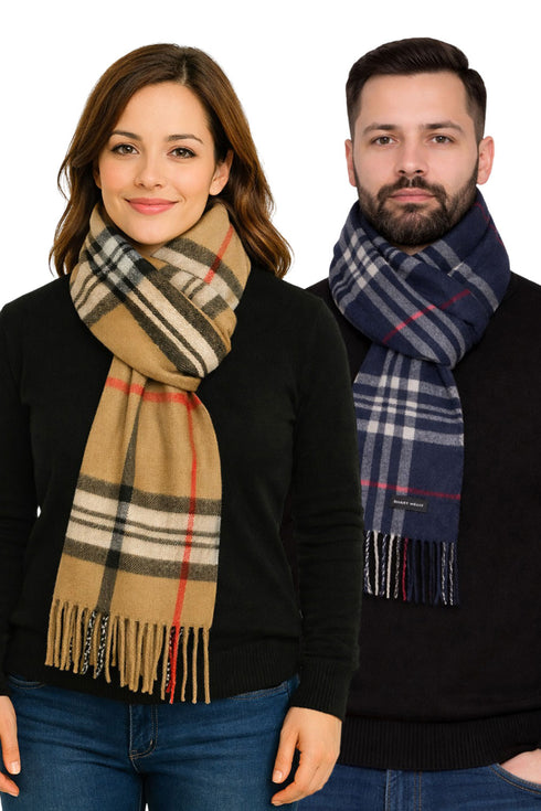 Classic Check Pattern Wool Muffler – Men and Women Knit Scarf