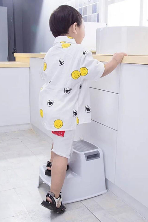 Two-Step Stool with Non-Slip Surface – Bathroom, Kitchen, and Home Use