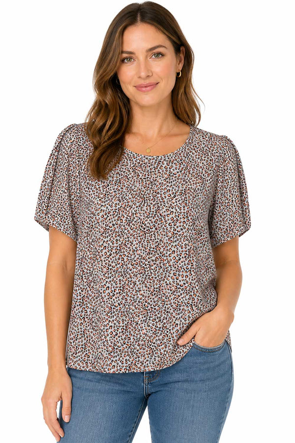 Women’s Leopard Print Short Sleeve Blouse
