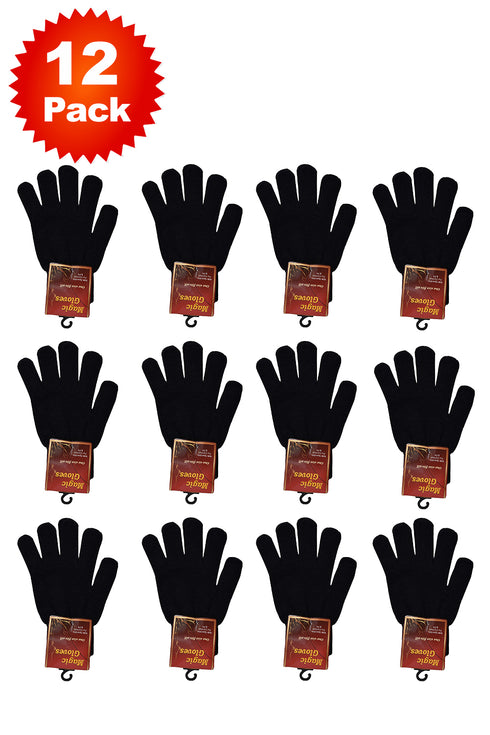 Unisex Magic Black Thermal Gloves - 1/6/12 Pairs