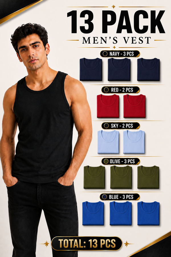 13 Pack Gaffer Mens Vest Assorted - L