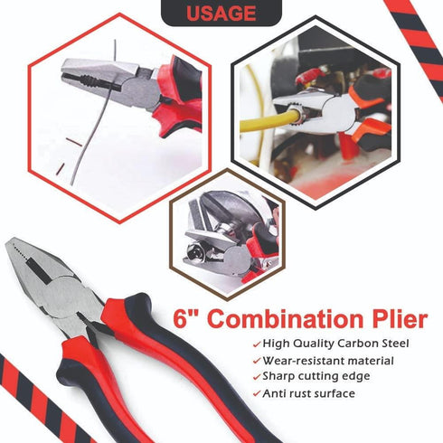3-Piece Pliers Set – Long Nose, Combination & Diagonal Cutting Pliers with Comfort Grip Handles