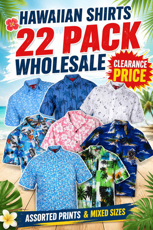 22 Pack Men’s Hawaiian Shirts Wholesale - From £3.00 Per Unit
