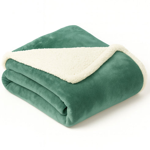 Reversible Sherpa Fleece Blanket | Plush Sofa & Bed Throw