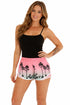Women’s Palm Tree Print Summer Beach Shorts - Blue or Pink