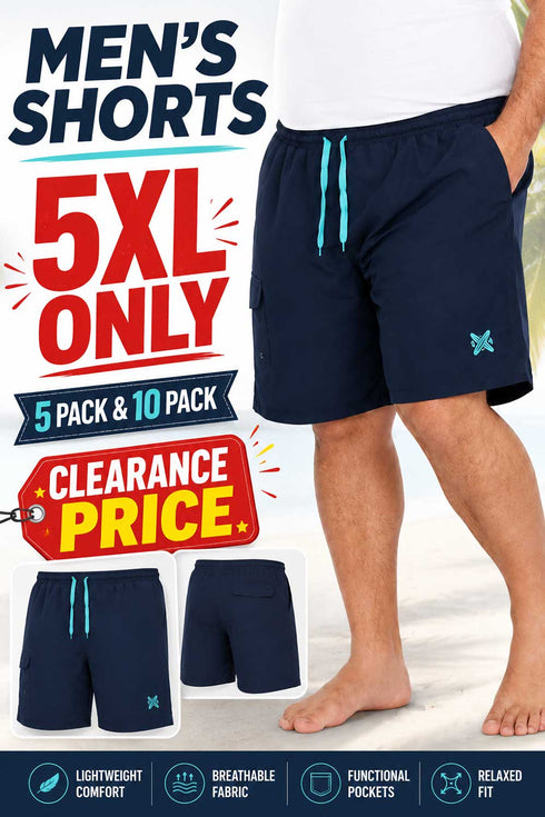 Men’s Polyester Summer Shorts 5XL – 5/10 Pack - From £1.69 Per Unit