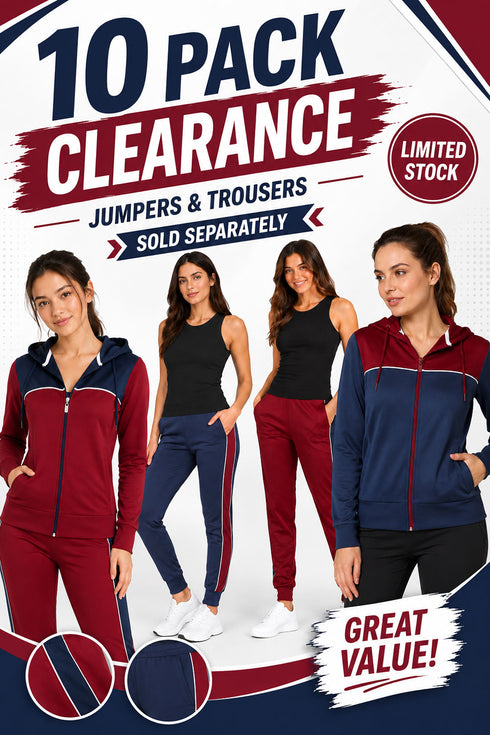 10 Pack Women’s Tracksuit Jumpers & Jogger Trousers - From £2.99 Per Unit