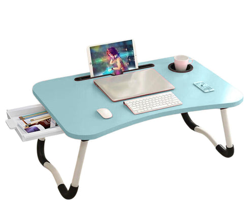 Folding Laptop Table with Storage Drawer