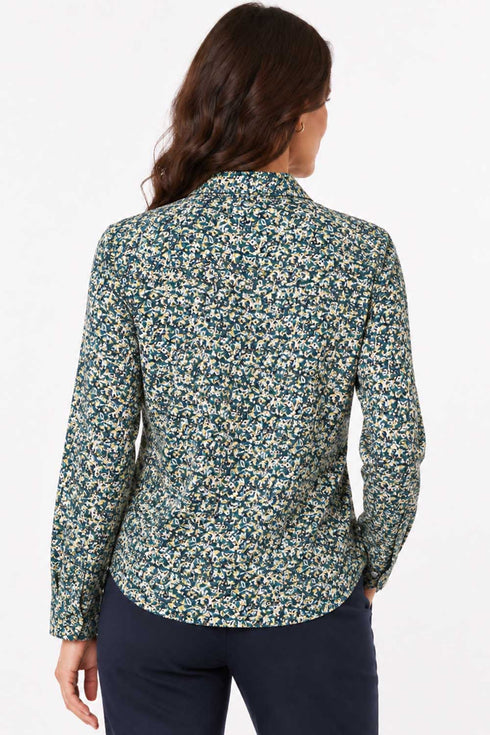 Women Green Long Sleeve Collared Shirt