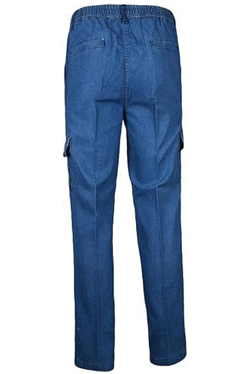 Men Stone Elasticated Waist Cargo Jeans Trouser - 3XL