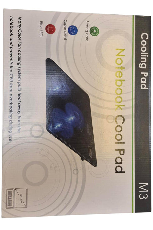 Laptop Cooling Pad with 3 Fans & Blue LED – Silent USB Notebook Cooler Stand for Gaming & Office Use