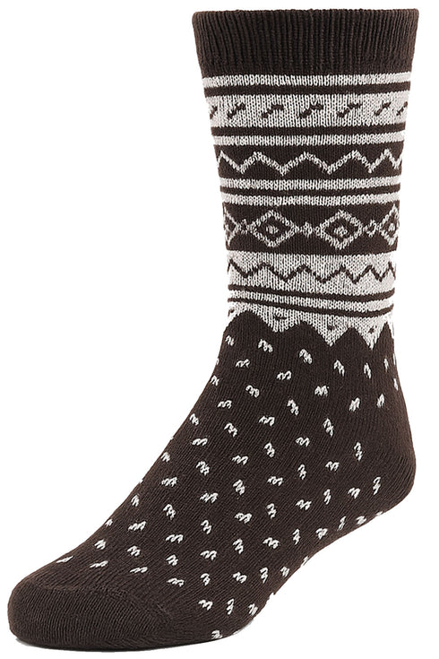 Men’s Winter Thermal Socks – Warm Fleece Lined Knitted Grip Socks with Stylish Nordic Pattern
