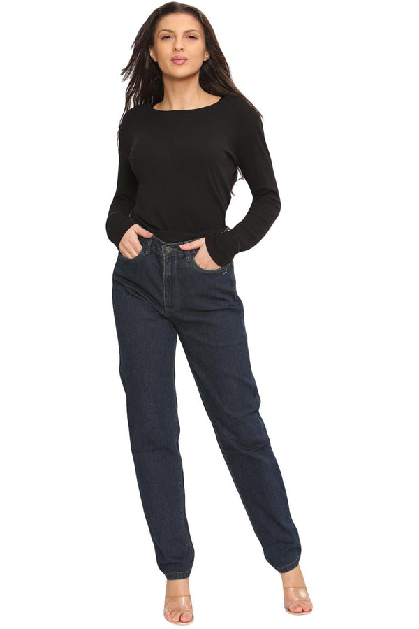 Women's High-Waist Straight Fit Denim Jeans