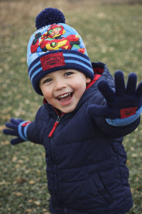 Power Players Kids Beanie Hat Gloves