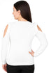 Ladies Cold Shoulder Ruffle Knit Top