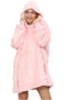 Unisex Oversized Blanket Hoodie – Pink Ultra Soft Wearable Fleece